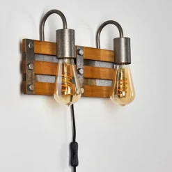 Lampes Vintages & Rétros-hofstein Applique murale Mallard Bois clair, Argenté, 2 lumières