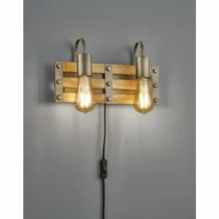 Lampes Vintages & Rétros-Luminaires Trio Applique murale Mallard Bois clair, Argenté, 2 lumières