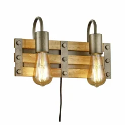 Lampes Vintages & Rétros-Luminaires Trio Applique murale Mallard Bois clair, Argenté, 2 lumières