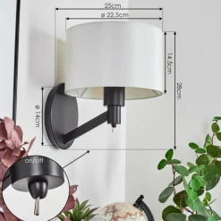 Lampes En Tissu-hofstein Applique murale Manhenha Noir, 1 lumière