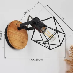 Lampes Vintages & Rétros-hofstein Applique murale Maracambo Bois foncé, Noir, 1 lumière