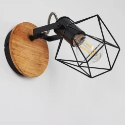 Lampes Vintages & Rétros-hofstein Applique murale Maracambo Bois foncé, Noir, 1 lumière