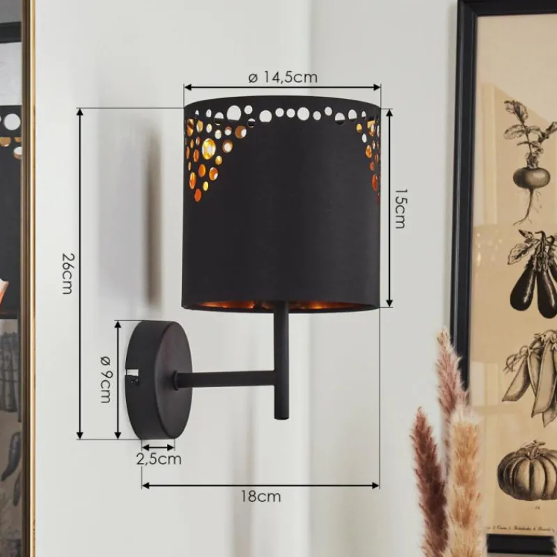 Lampes En Tissu-hofstein Applique murale Marbach Noir, 1 lumière