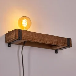 Luminaires Rustiques-hofstein Applique murale Montgomery Bois foncé, Noir, 1 lumière