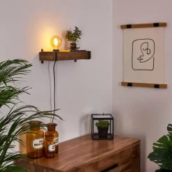 Luminaires Rustiques-hofstein Applique murale Montgomery Bois foncé, Noir, 1 lumière