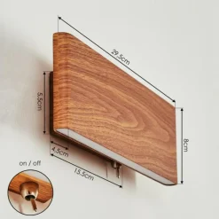 hofstein Applique murale Mosambik LED Brun, Bois foncé, Nickel mat, 1 lumière