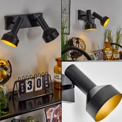 Lampes Dorées-hofstein Applique murale Musko Noir, 2 lumières