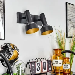 Lampes Dorées-hofstein Applique murale Musko Noir, 2 lumières