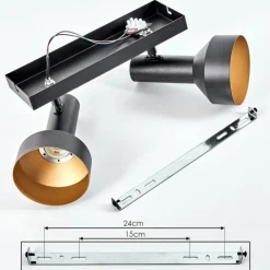 Lampes Dorées-hofstein Applique murale Musko Noir, 2 lumières