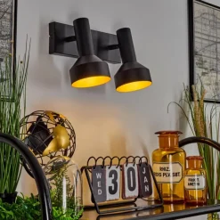 Lampes Dorées-hofstein Applique murale Musko Noir, 2 lumières