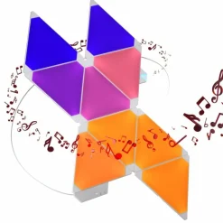 Luminaires nanoleaf Applique murale Nanoleaf Rhythm Starter Kit 9 Panneaux LED Blanc, 1 lumière, Télécommandes, Changeur de couleurs