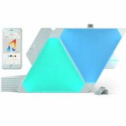 Luminaires nanoleaf Applique murale Nanoleaf Rhythm Starter Kit 9 Panneaux LED Blanc, 1 lumière, Télécommandes, Changeur de couleurs