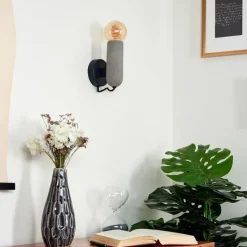 Lampes Vintages & Rétros-hofstein Applique murale Nonume Gris, Noir, 1 lumière