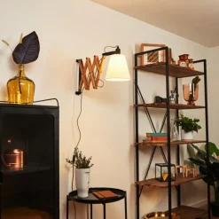 Lampes Industrielles-hofstein Applique murale Norfolk Bois clair, Noir, 1 lumière