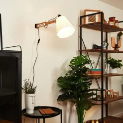 hofstein Applique murale Norfolk Bois clair, Noir, 1 lumière