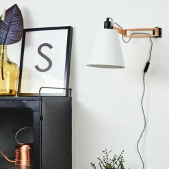 hofstein Applique murale Norfolk Bois clair, Noir, 1 lumière