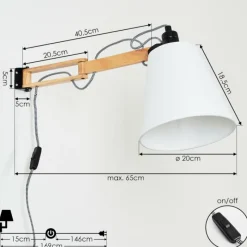 hofstein Applique murale Norfolk Bois clair, Noir, 1 lumière