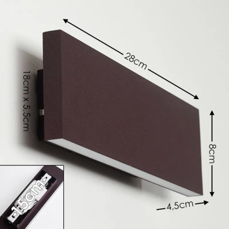 hofstein Applique murale Obion LED Rouille, 2 lumières