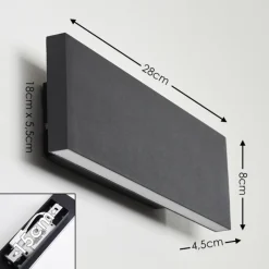 hofstein Applique murale Obion LED Anthracite, 2 lumières