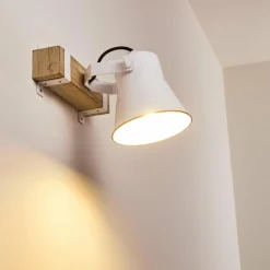 Luminaires Rustiques-hofstein Applique murale Oksbol Bois foncé, Blanc, 1 lumière