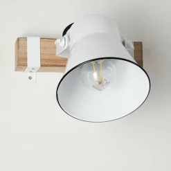 Luminaires Rustiques-hofstein Applique murale Oksbol Bois foncé, Blanc, 1 lumière