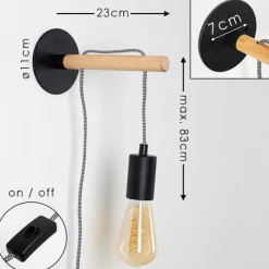 Lampes Vintages & Rétros-hofstein Applique murale Okseoer Brun clair, Noir, 1 lumière