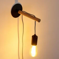 Lampes Vintages & Rétros-hofstein Applique murale Okseoer Brun clair, Noir, 1 lumière