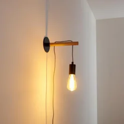 Lampes Vintages & Rétros-hofstein Applique murale Okseoer Brun clair, Noir, 1 lumière