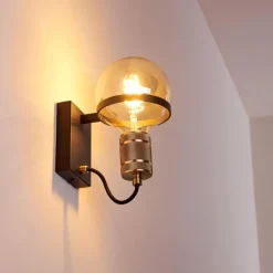 Lampes Dorées-hofstein Applique murale Okudari Noir doré, 1 lumière