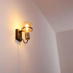 Lampes Dorées-hofstein Applique murale Okudari Noir doré, 1 lumière