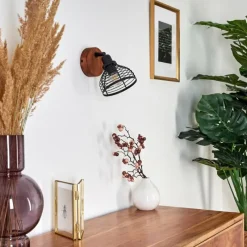 Lampes Industrielles-hofstein Applique murale Omna Bois foncé, Noir, 1 lumière