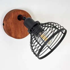 Lampes Industrielles-hofstein Applique murale Omna Bois foncé, Noir, 1 lumière