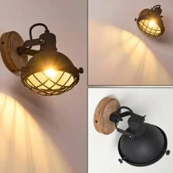 Lampes En Bois-hofstein Applique murale Onsala Brun, Noir, 1 lumière