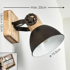 Luminaires Rustiques-hofstein Applique murale Orny Anthracite, Bois clair, 1 lumière