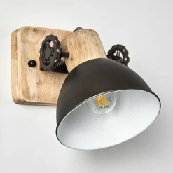 Luminaires Rustiques-hofstein Applique murale Orny Anthracite, Bois clair, 1 lumière