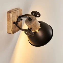 Luminaires Rustiques-hofstein Applique murale Orny Anthracite, Bois clair, 1 lumière