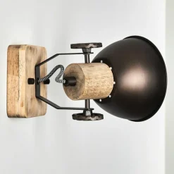 Luminaires Rustiques-hofstein Applique murale Orny Anthracite, Bois clair, 1 lumière