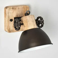 Luminaires Rustiques-hofstein Applique murale Orny Anthracite, Bois clair, 1 lumière
