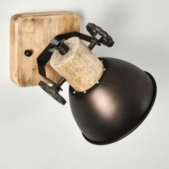 Luminaires Rustiques-hofstein Applique murale Orny Anthracite, Bois clair, 1 lumière