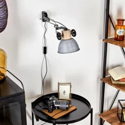 Lampes Vintages & Rétros-hofstein Applique murale Orny Bois clair, Argenté, 1 lumière