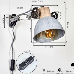 Lampes Vintages & Rétros-hofstein Applique murale Orny Bois clair, Argenté, 1 lumière