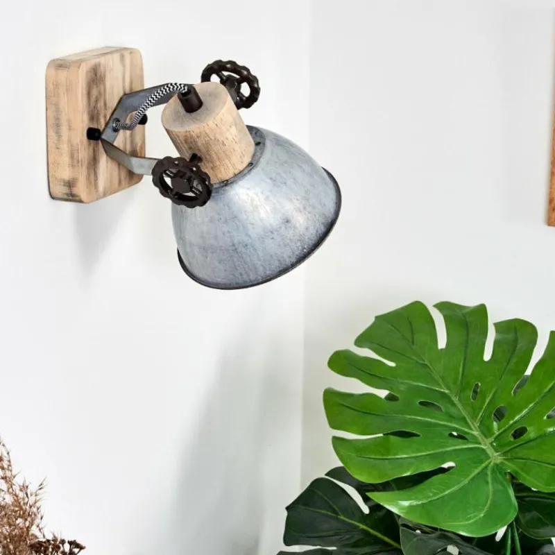 Lampes Industrielles-hofstein Applique murale Orny Bois clair, Argenté, 1 lumière