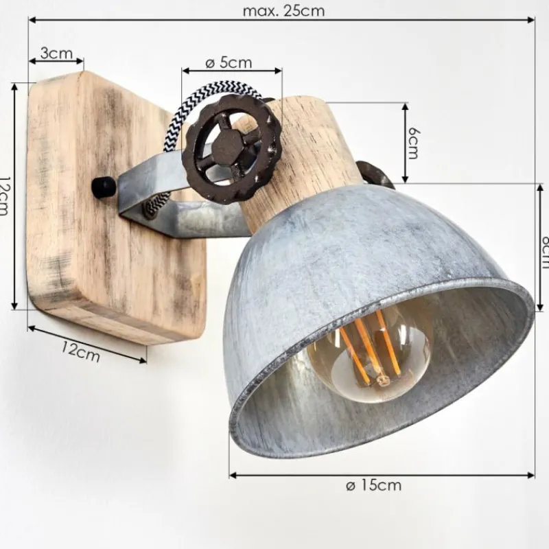 Lampes Industrielles-hofstein Applique murale Orny Bois clair, Argenté, 1 lumière