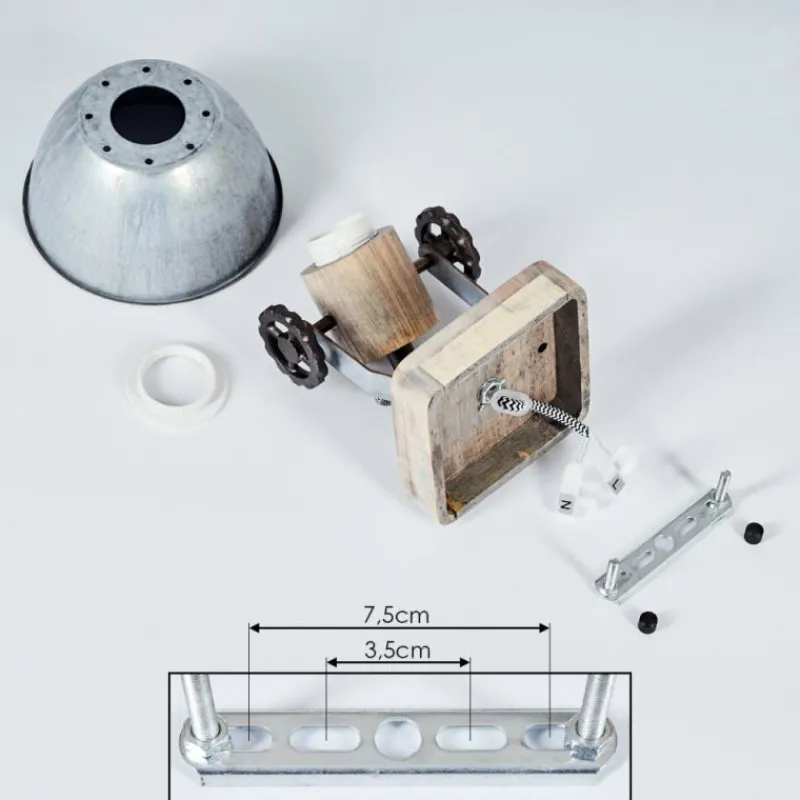 Lampes Industrielles-hofstein Applique murale Orny Bois clair, Argenté, 1 lumière