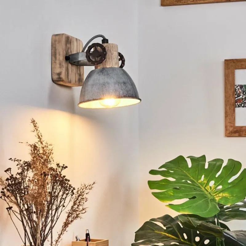 Lampes Industrielles-hofstein Applique murale Orny Bois clair, Argenté, 1 lumière