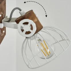 Lampes Industrielles-hofstein Applique murale Orny Bois foncé, Blanc, 1 lumière