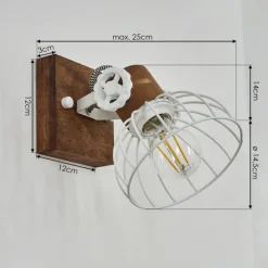 Lampes Industrielles-hofstein Applique murale Orny Bois foncé, Blanc, 1 lumière
