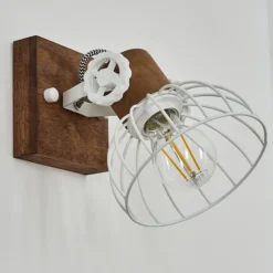 Lampes Industrielles-hofstein Applique murale Orny Bois foncé, Blanc, 1 lumière