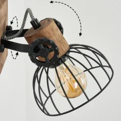 Lampes Industrielles-hofstein Applique murale Orny Bois foncé, Noir, 1 lumière