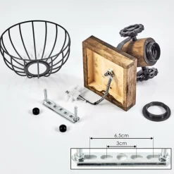 Lampes Industrielles-hofstein Applique murale Orny Bois foncé, Noir, 1 lumière